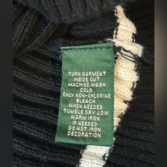 Lauren Ralph Lauren Striped Black White Striped Gold Toggle Sweater Women’s L - Picture 10 of 10